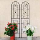 Metal Garden Trellis Rustproof Trellis for Climbing Plants Outdoor Flower Support Peacock Style (Black-2 Pack, 86.7"x19.7") by GreenHaven Gardens