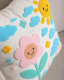 katre home madame & textile Throw Pillow Cover – Sun & Cloud Punch Needle Cushion 18x18 inch – Handmade Embroidered Boho Cotton Pillow for Couch, Bed or Nursery Room Decor by CozyNest Decor