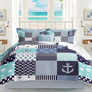 Nautical Bedding Queen Size Coastal Quilt with 2 Shams, Coastal Beach Comforter Sets Ocean Bedspreads Coverlet Summer Bedding, 90''x96'' by CozyNest Decor