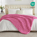 Carriediosa Chunky Knit Throw Blanket 60" X 80" Twin, 100% Hand Made Large Chenille Loop Yarn Soft Fluffy Throws for Couch Sofa Bed, Big Crochet Cozy Heavy Thick Cable Woven Blankets, Hot Pink by CozyNest Decor