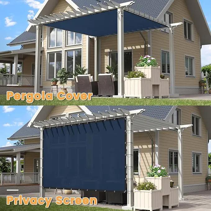VICLLAX Shade Fabric Sun Shade Cloth with Every 2 FT Grommets for Patio Garden Pergola Cover Canopy 14x17 FT, Dark Blue, photo 5 of 7