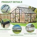 Polar Aurora 8x12 FT Greenhouse, Quick Aluminum Assembly Structure Polycarbonate Greenhouse, Walk-in Greenhouses for Outdoors with Ventilated Windows, Green Houses for Outside Backyard Garden by GreenHaven Gardens