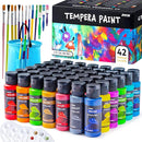 JOYIN Washable Tempera Paint Set for Kids 42PCS, Non Toxic Liquid Paint with 15 Brushes and 4 Palettes - Art Supply for Kids for Arts and Crafts Project, Finger Painting (2 oz Each) by TinyTreasures Baby Boutique