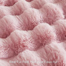 JELLYMONI Faux Fur Throw Blanket, Pink Cozy Plush Bubble Bed Blanket, Thick and Warm, Queen (90" x 90") by CozyNest Decor