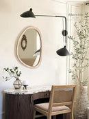 Irregular Wood Frame Boho Mirror - Large Wall Mounted Accent, Asymmetrical, Modern Aesthetic Wall Decor for Bedroom, Entryway, Living Room, Bathroom (Natural) by CozyNest Decor