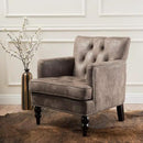 Christopher Knight Home GDFStudio Medford Brown Tufted Club Chair, Fabric Accent Chair with Studded Nailhead Accents by CozyNest Decor
