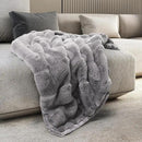 Mon Chateau 60" x 70" Faux Fur Throw Blanket - Reversible Soft Blanket for Queen-Size Bed, Couch, or Sofa, Cozy Home Decor and Stylish Living Room Comfort in Grey by CozyNest Decor