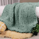 Carriediosa Chunky Knit Throw Blanket 60" X 80" Twin, 100% Hand Made Large Chenille Loop Yarn Soft Fluffy Throws for Couch Sofa Bed, Big Crochet Cozy Heavy Thick Cable Woven Blankets, Sage Green by CozyNest Decor