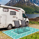 GENIMO 6' x 9' Outdoor Rug Waterproof for Patio Decor, Reversible Plastic Straw Area Mats Carpet for Camper Clearance, Outside Carpet for Rv, Deck, Porch, Beach, Balcony, Aqua Blue & White by CozyNest Decor