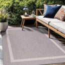 Bordered Outdoor Rug 9x12 Washable Outside Carpet for Indoor Patio Porch Waterproof Easy Cleaning Non Shedding Area Rugs Gray 9 x 12 by CozyNest Decor