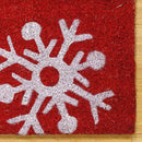 Gertmenian Disney Mouse Doormat Rug Retro Front Door Coir Mat Welcome Home Indoor Outdoor Entryway Carpet, 2-Pack 20x34, Mickey Happy Holidays/Snowflakes by CozyNest Decor