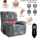 Power Lift Recliner Chair for Elderly People, Lay Flat Recliner with Vibration Massage and Lumbar Heating, Lift Chair with Infinite Position and 2 Remote Controls, Chenille Fabric Gray by CozyNest Decor