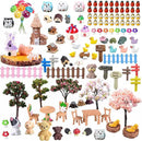 132pcs Fairy Garden Accessories Kit Miniature Animals,Tree,Fence,House Figurines Ornament Statue Craft for DIY Garden Micro Landscape Bonsai Dollhouse Decoration by GreenHaven Gardens