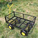 Wagon Removable Sides - Farm, Warehouse, Yard Dump Cart - Yellow+Black Air Wheels by GreenHaven Gardens