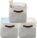 SIMPLE HOUSEWARE Large Fabric Storage Bin, 15" x 11" with Leather Like Handles, 3 Pack, Gray by CozyNest Decor