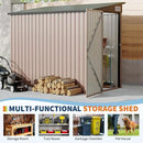 4x8 FT Metal Outdoor Lean to Storage Shed, Lean to Garden Shed Utility Tool Shed, Heavy-Duty Outdoor Metal Wall Side Storage Sheds by GreenHaven Gardens