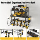 Power Tool Organizer With Charging Station, Heavy Duty Steel 4 Slots, Tool Battery Holder with 4 Outlet Power Strip, Easy To Install Garage Storage Rack for Workshop/Shed Gift For Men by GreenHaven Gardens