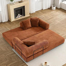 Convertible Sleeper Sofa Bed with Pillow, 4-in-1 Corduroy Folding Mattress Couch with Fixed-Shape Frame, Futon Fold Out Floor Sofa Cama Lounge Couch for Living Room Bedroom, Orange by CozyNest Decor