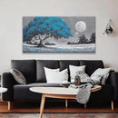 TAIJXAGSG Wall Art For Living Room Blue Tree Moon Canvas Art Wall Print Decor Artwork Print Painting 24" X 48" Modern Wall Art Picture For Bedroom Modern Salon Kitchen Office Home Wall Decor by CozyNest Decor