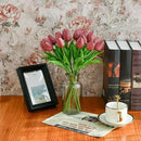 Mandy's Artificial Tulips 20 Stems Mauve PU Faux Flowers for Wedding Home Decor 13.5 Inch by CozyNest Decor