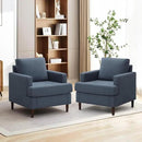 Mid-Century Accent Chair,Modern Linen Fabric Armchair for Living Room,Comfy Upholstered Reading Accent Chairs for Bedroom,Single Sofa Chair with Wood Legs (Blue Grey, 2 Pack) by CozyNest Decor