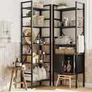 70 x70 Triple 5 Tier Book Shelf, Industrial Large Bookcase with Storage Cabinet, Tall Bookshelf with 14 Open Display Shelves Metal Frame Furniture for Living Room Bedroom Home Office Black by CozyNest Decor