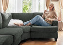 Nolany Modular Sectional Couch with Storage Ottoman, Corduroy Sleeper Sectional Sofa with Chaise, Sectional Couches for Living Room, Green by CozyNest Decor