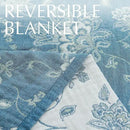 jinchan Boho 100% Cotton Muslin Queen Size 80x90 Inches Blanket Lightweight 4-Layer Quilted Soft Blue and White Floral Throw Blanket Green Accents Reversible Comfy Flower Rustic Summer Couch Bedroom by CozyNest Decor