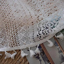 Sutuo Home Boho Sheer Curtain Valance Crochet Lace with Bohemian Hollow Knitted Handmade Tassels, Short Farmhouse Window Treatment for Kitchen Cafe, Rod Pocket, 1 Panel 59" W x 24" L, White by CozyNest Decor