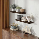Rustic 30" Floating Shelves, Real Elm Wood Floating Shelf for Wall, Heavy-Duty Wall Shelves for Books, Wooden Floating Shelves with Invisible Bracket for Bathroom, Kitchen, Walnut Color, Set of 2 by CozyNest Decor