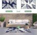 GENIMO Outdoor Rug 3' x 5' Waterproof for Patios Clearance, Reversible Outdoor Plastic Straw Camping Rug Carpet, Large Area Rugs Mats for RV, Camper, Deck, Balcony, Porch, Beach, Navy Blue&White by CozyNest Decor