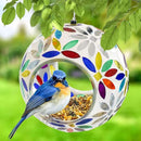 Sunnydaze 6-Inch Glass Mosaic Hanging Bird Feeder for Outdoors - Fly-Through Wild Bird Feeder - Rainbow Daisies by GreenHaven Gardens