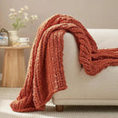 Amélie Home Chunky Knit Throw Blanket for Couch, Soft Chenille Crochet Blanket for Sofa, 50"x60", Burnt Orange by CozyNest Decor