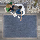 CAMILSON Outdoor Rug, 5x7 Bordered Navy Blue Gray Modern Area Rugs for Indoor and Outdoor Patios, Porches Waterproof Washable Porch Deck Outside Carpet (Bordered Navy, 5 x 7) by GreenHaven Gardens