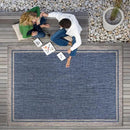 CAMILSON Outdoor Rug, 5x7 Bordered Navy Blue Gray Modern Area Rugs for Indoor and Outdoor Patios, Porches Waterproof Washable Porch Deck Outside Carpet (Bordered Navy, 5 x 7) by CozyNest Decor