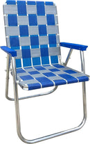 Lawn Chair USA Folding Aluminum Outdoor Patio Lawn Chair | Heavy-Duty Webbed Chairs for Camping, Sports, Beach, Yard & Tailgating | Lightweight Portable | Classic - Blue/Silver by GreenHaven Gardens