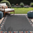 Beverly Rug Outdoor Rug 6x9 Modern Bordered Area Rugs for Indoor and Outdoor Patio Easy to Clean Non Shedding Living Room Porch Garden Washable Outside Carpet (6 x 9 Dark Gray) by CozyNest Decor