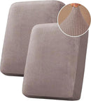 H.VERSAILTEX Velvet Stretch Couch Cushion Cover Plush Cushion Slipcover for Chair Loveseat Sofa Cushion Furniture Protector Seat Cushion Sofa Cover (2 Piece Medium Sofa Cushion Covers, Taupe Striped) by CozyNest Decor