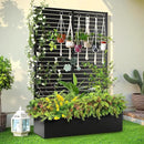 Trellis for Climbing Plants Outdoor，Mental Garden Bed with Drainage Holes Outdoor Privacy Screen Design Tall planters for herb Flower Vegetables 73"x47"x16", Black-Louvered by GreenHaven Gardens