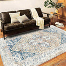 Washable Area Rug 10x14 Boho Chic Medallion Distressed Design Non-Shedding Easy Care Ideal for High Traffic Areas in Living Room Bedroom Office Coffee Table Large Carpet by TinyTreasures Baby Boutique