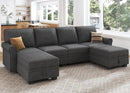 HONBAY Sectional Sofa with Storage Seat U Shaped Couch with Reversible Chaise Convertible Sectional Couches for Living Room,Dark Grey by CozyNest Decor