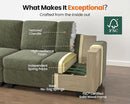 CHIC HOUSE Pull Out Sofa Bed, Full Size Sleeper Sofa, 2-in-1 Convertible Corduroy Couch with USB Charging, Memory Form Couch for Living Room, Apartment and Small Space (Green, Chenille - Queen Size) by CozyNest Decor