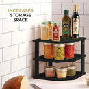 Cabinet Organizer Shelf - Bamboo Corner Rack for Kitchen Counter, Cabinet Space Saver for Plates, Dishes, Bowls, Bread Pantry, Bathroom Storage or Countertop Stand, Black by CozyNest Decor