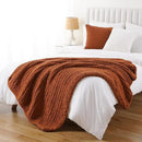 Battilo Chunky Knit Throw Blanket, Soft and Thick Chenille Throw Blanket, 50"x60" Handmade Cable Knit Crochet Blanket, Large Rope Knot Throw Blankets for Couch Sofa Bed Home Decor, Caramel by CozyNest Decor