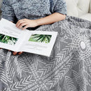 jinchan Boho 100% Cotton Muslin 50x60 Throw Blanket Lightweight 3 Layer Grey Blanket Washable Reversible Breathable Decorative Geometric Striped Patterned Gray Soft Cozy for Sofa Bed All Season Gift by CozyNest Decor