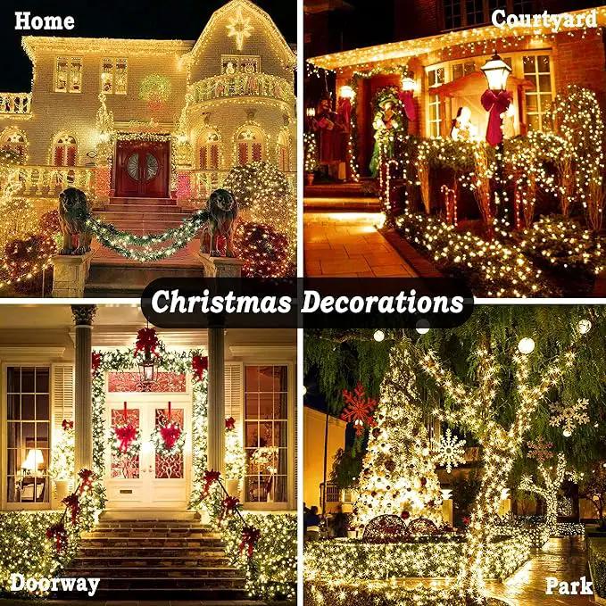 KNONEW 403FT 1000 LED Christmas Lights Outdoor String Lights 8 Modes & Timer Fairy Light Plug in Waterproof LED String Lights for Xmas Yard Tree Wedding Party Holiday Decorations (Warm White), photo 8 of 9