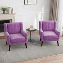 UIXE Accent Chair Modern Upholstered Armchair, Mid Century Club Arm Chairs Comfy Single Sofa Living Room Button Tufted Reading Seat Bedroom Side Seating, Velvet-Purple by CozyNest Decor