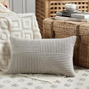 Fancy Homi 2 Packs Neutral Grey Lumbar Decorative Throw Pillow Covers 12x20 Inch for Living Room Couch Bed Sofa, Farmhouse Home Decor, Soft Striped Corduroy Rectangle Accent Cushion Case 30x50 cm by CozyNest Decor