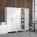 75" Kitchen Pantry Cabinet, White Metal Storage Cabinets with 2 Doors and 4 Adjustable Shelves, Tall Pantry Storage Cabinet for Kitchen, Dining Room, Living Room by CozyNest Decor
