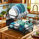 MOUKABAL Dish Drying Rack, 2 Tier Dish Rack, Large Dish Racks for Kitchen Counter, Dish Drainer with Removable Utensil Holder, Drainboard (Black) by CozyNest Decor